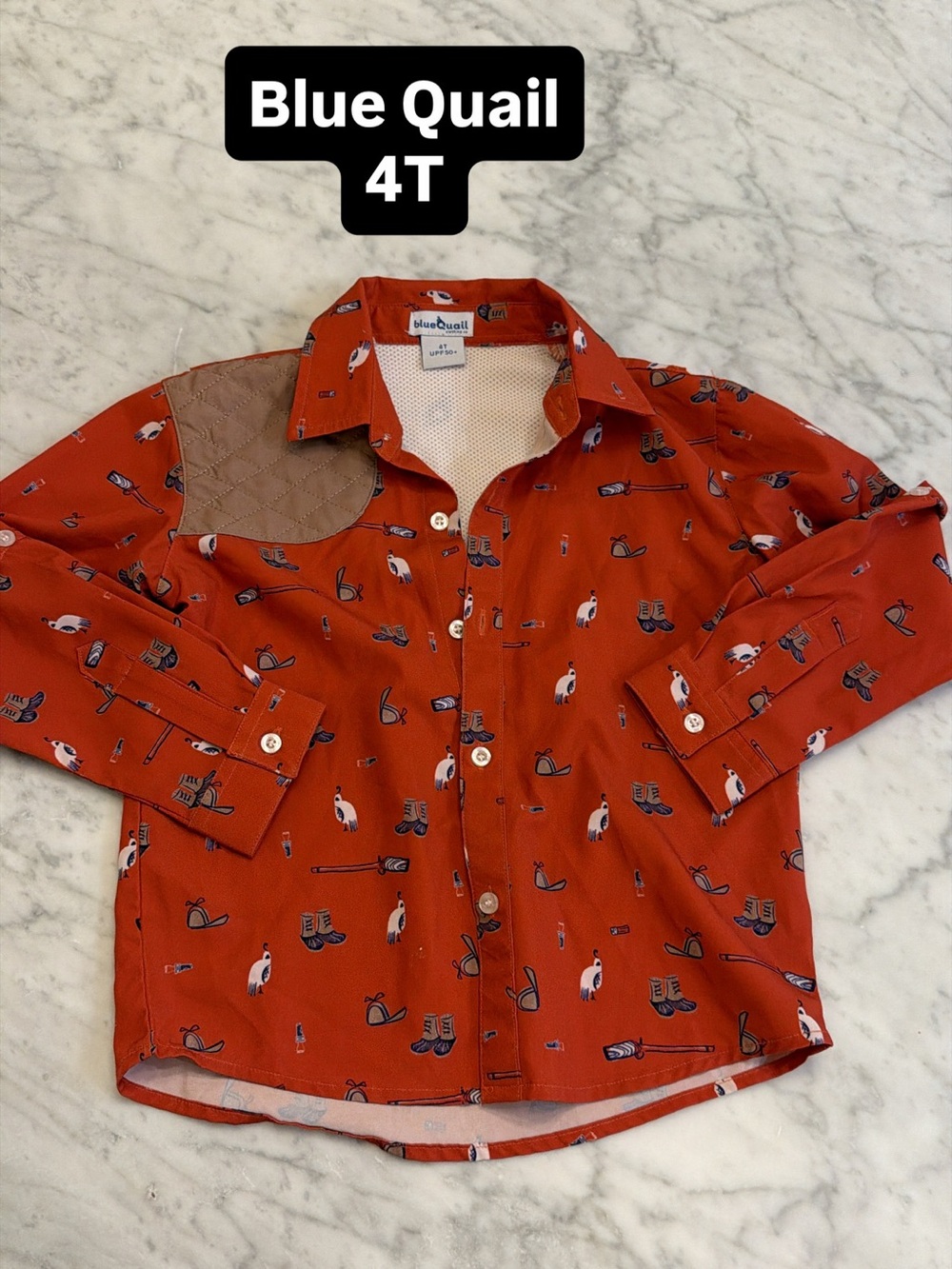 Blue Quail Rust-Orange Western Print Button-Down Shirt - Kids 4T